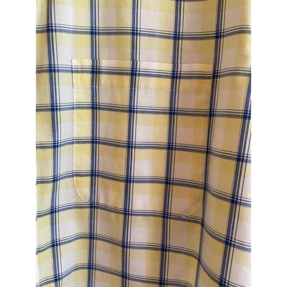 Jos. A. Bank Size Large Short Sleeve Button Front Yellow & Blue Plaid Shirt - Picture 3 of 5